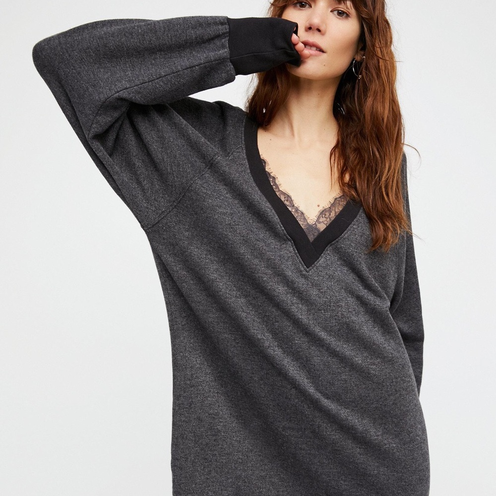 Girl Talk Lounge Pullover SWEATSHIRT Dress Tunic - Picture 6 of 8